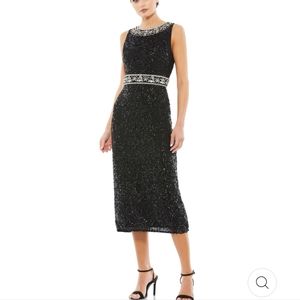 Mac Duggal Embellished Sleeveless Midi Dress Size 14 Black Plus size.14